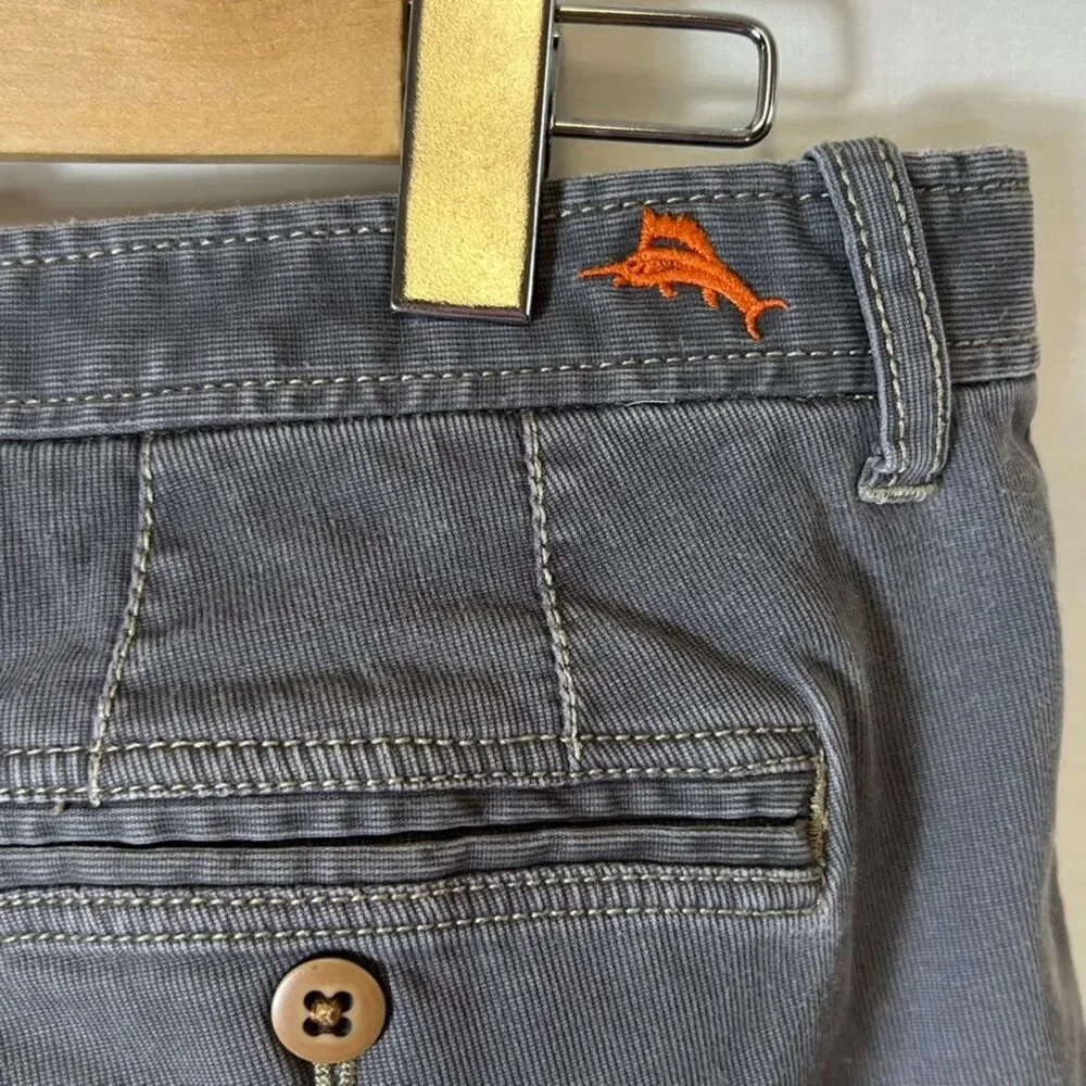 Tommy Bahama Men's Washed Gray Micro Corded Flat Front Chino Shorts Size 32